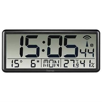Horloge Murale Radio-pilotée numérique Jumbo Noir