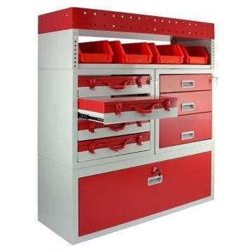 3 x Rayonnage Rouge en Métal pour Van Camionette Rangement