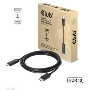 Câble DisplayPort 1.4 vers HDMI 4K120Hz ou 8K60Hz HDR10 3m M/M - CLUB 3D