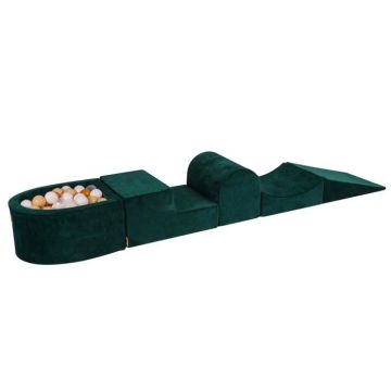 MeowBaby® Aire De Jeux en Mousse Vert foncé 4 éléments avec piscine à balles 57x45x30cm Or/Beige/Blanc/Transparent