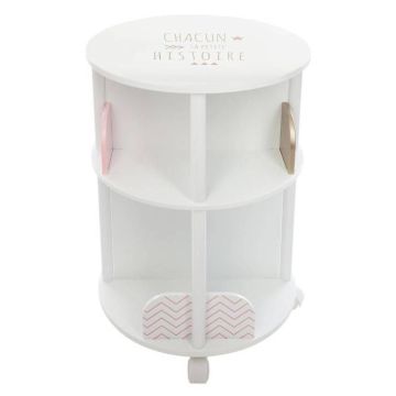 Bibliothèque enfant ronde - blanc & rose H59 cm - Rose - Atmosphera createur d'interieur