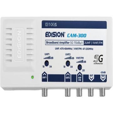 Cam-300 Amplificateur Antenne Tv Tnt Centrale Multibande, 2Uhf, 1Vhf/Fm, 18-34Db Réglable, 115Dbmv, Pour Numérique Terrestre [J78]