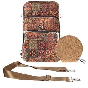 Etui en liège Triple Poche Porte monnaie Motif Mandala Multicolore