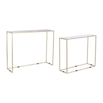 Jeu de 2 tables DKD Home Decor Noir Doré Blanc Fer (100 x 28 x 80 cm)