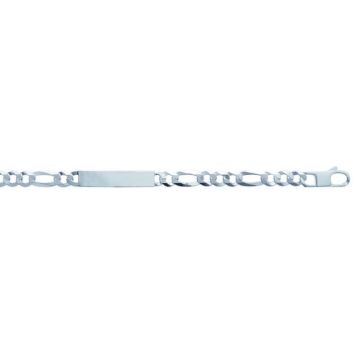 Identité homme - Brillaxis - Bracelet d'identité maille figaro argent rhodié - Couleur de la matière:Blanc Taille/Longueur:18 cm