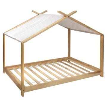 Lit tente enfant "Ilan" - bois 90x190 cm - Beige - Atmosphera createur d'interieur