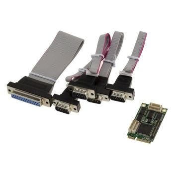 Carte Mini PCIe 1 port parallèle LPT DB25 + 4 ports COM DB9 RS232 Format mPCIe Full Size avec Chipset WCH CH384L