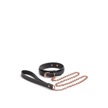 Bondage NS Novelties-Collier de couture de servitude et laisse noir