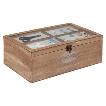 Boite à couture en bois - Atmosphera - Atelier d'hiver - Blanc - L. 30 x l. 18 x H. 10,8 cm - 1,38 kg