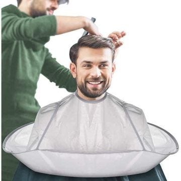 Coupe De Cheveux Coiffure Cape Barbe Rasage Tablier Parapluie Cape Avec Attache Auto-adhésive, parfaite pour la maison et le salon
