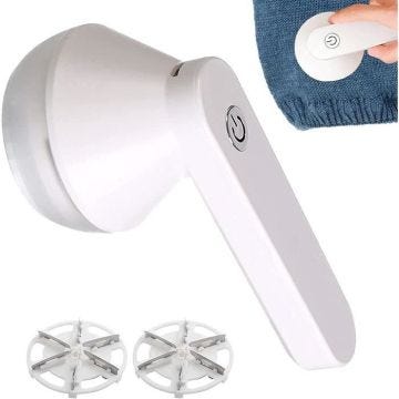 Rasoir Anti-Bouloche Électrique,Rasoir Anti Peluche Rechargeable,Machine Anti Bouloche pour Vêtements,avec 2 Lame Rechange(Blanc)