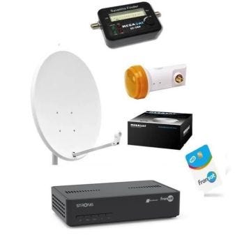 Kit Parabole 60 cm + Strong 7407 FRANSAT + LNB + 20m Cable Coaxial + Satfinder