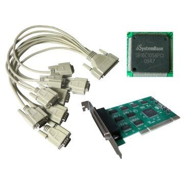Carte contrôleur série RS232 sur port PCI 8 Sorties COM DB9 avec Chipset SYSTEMBASE SBC16C1058PCI - DOS LINUX WINDOWS