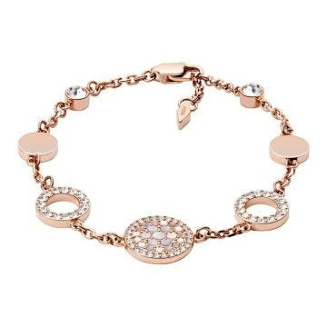 Fossil - Fossil JF01739 Femmes Bracelet Acier inoxydable rosé Perlmutt Glasstein 20 cm Réf 44898