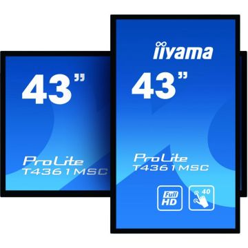 IIYAMA LFD 43 Interactif Noir Tactile PCAP 20pts IPS 24/7 3840x2160 16:9 500 cd/m² 8ms HP 2x10W 2xUSB 3xHDMI RS-232C RJ45 IR paysag