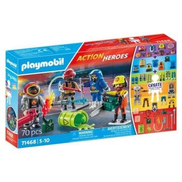 PLAYMOBIL 71468 My figures : métiers à risque - avec quatres personnages du domaine des pompiers - Les pompiers - Dès 5 ans