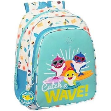 Sac à dos scolaire pour enfants BABY SHARK SURFING - SAFTA - Bleu - Synthétique - Dos - Mixte