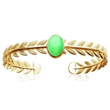 Jonc femme - BRILLAXIS - Jonc Brillaxis feuillage aventurine plaqué or - Couleur de la matière:Jaune