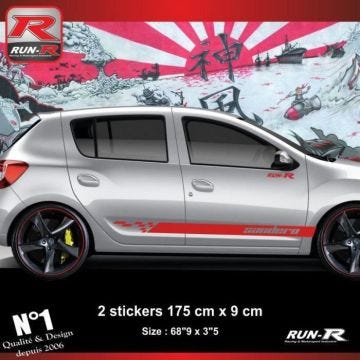 Sticker bas de caisse - ADNAUTO - DACIA SANDERO - Rouge - Lot de 2 - Résistant aux UV