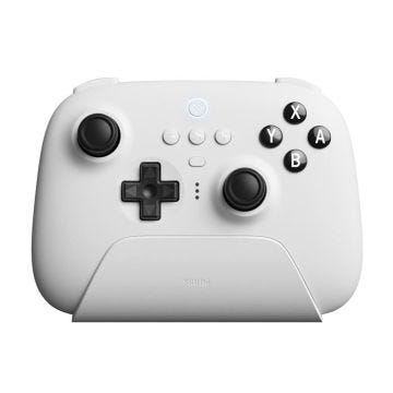 -Manette 8bitdo bluetooth avec station de charge pour Switch et PC - Blanc