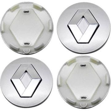 4×OD57mm Argent Renault Centre De Roue Cache Moyeux emblème Badge Logo
