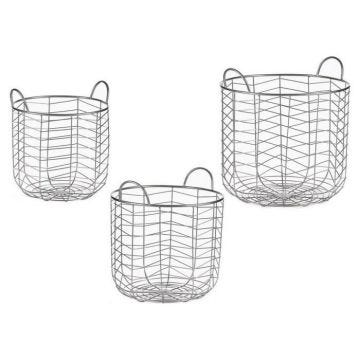 lot de paniers rond argenté métal (3 pcs)