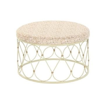 Table d'appoint en métal et rotin - Marque - Modèle - Blanc - Métal