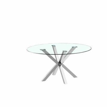table de salle à manger 110 x 110 x 76 cm verre argenté acier