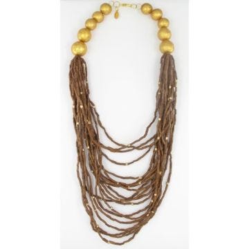 Collier long bois et dorure - Fanny Fouks Multicolore - Assort.