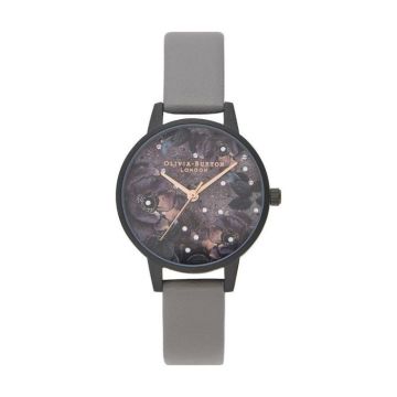 Montre bracelet Olivia burton - OB16AD50 - Montre Analogique a Quartz pour Femme avec bracelet de cuir "vegan" Gris