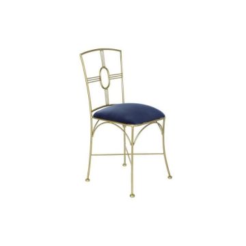 chaise de salle à manger bleu doré polyester laiton (45 x 42 x 88,5 cm) - Couleur:DOR