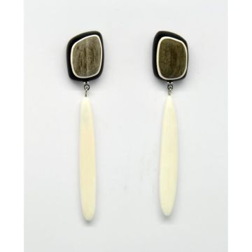 Boucles d'oreille - Culture Mix - Gris - Bois - Résine - Métal