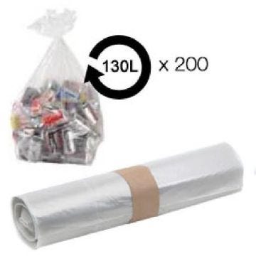 Sacs poubelle transparent 130L 38 microns BD -carton de 200-
