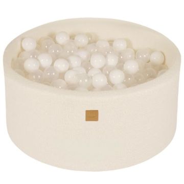 MeowBaby® Boucle Blanc Piscine à Balles Ronde 90x40cm, balles: Blanc/Transparent