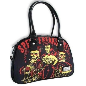 Sac à main rockabilly - Liquor Brand - Speak Freaks - Pin Up Voiture US - Noir - Synthétique - Mixte