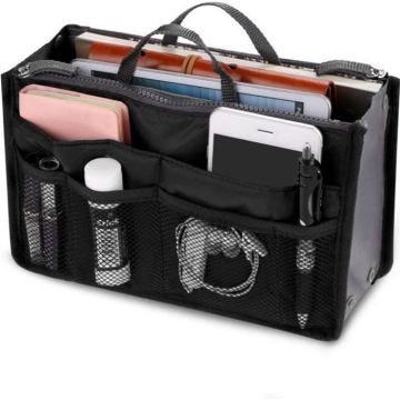 Organisateur de Sac Noir Rangement À Main Organiseur Pochette Carte Voyage Maquillage