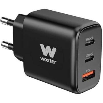 Chargeur WOXTER 65 W 2 Ports PD+QC + Câble C - Rapide, 2 Prises USB-C + USB - Protections intégrées