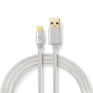 Câble USB - NEDIS - USB 2.0 - Type-C™ - 480 Mbps - 2 m - Plaqué or - Tressé/Nylon
