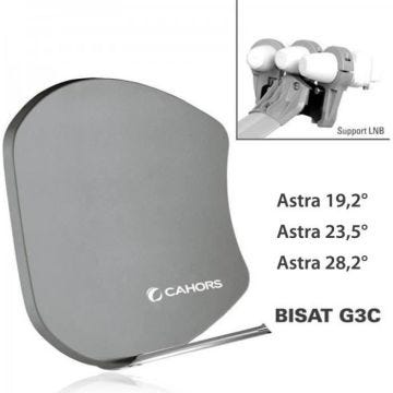 Antenne Multisatellite - CAHORS - SMC Bisat - 3 sorties - 3 LNB - Astra 19,2°/23,5°/28,2°