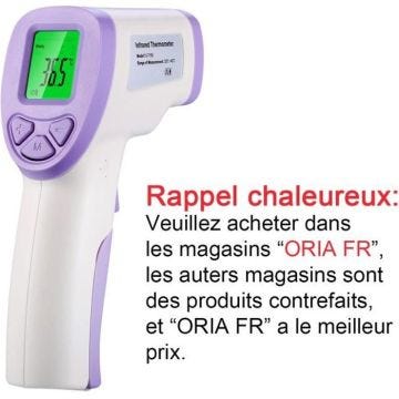 Thermomètre Infrarouge,  Sans Contact, Thermomètre Numérique Médical Professionnel pour Bébé, Enfant, Adulte