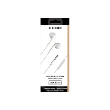 Ecouteurs Jack 3.5mm - 70% Plastique recyclé Blanc Bigben