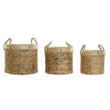 lot de paniers bambou tropical joncs (35 x 35 x 30,5 cm) (3 pièces)
