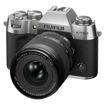 Fujifilm appareil photo hybride x-t50 silver + 16-50