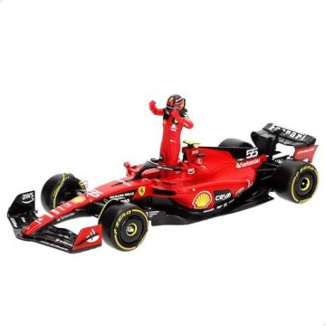 Modèle Voiture - BBURAGO - Ferrari SF-23 Carlos Sainz Nr 55 - Échelle 1/24 - Figurine incluse - 23 cm