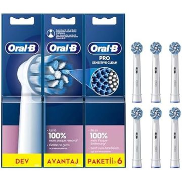 Têtes de brosse à dents - ORAL-B - Pro Sensitive Clean - Lot de 6 - Poils extra doux - Nettoyage en douceur