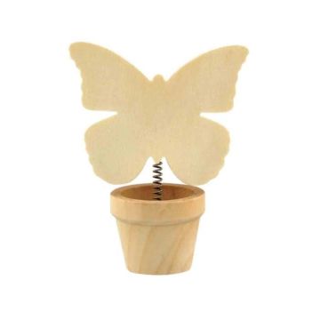 Pot de fleurs bois papillon pince 7,5 x 4 x 11 cm - MegaCrea {couleur}