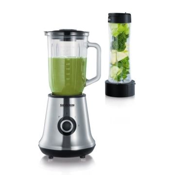 Blender 2 en 1 - SEVERIN - SM3737 - Multi-mixeur et blender à smoothie 2 en 1 - 500W - Bol en verre 1 L - 1 bouteille 600 ml inclus