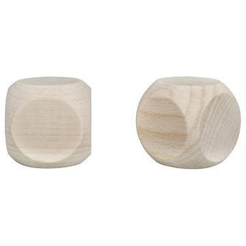 Dé à personnaliser en bois 4 cm 2 pièces - Rayher Marron