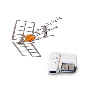 TELEVES Pack Antenne TNT DAT HD BOSS UHF + Amplificateur Compact 2 Sorties 560542