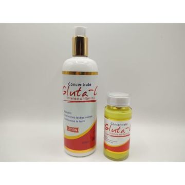 Lait concentré gluta C 500ml et son sérum très efficace,120ml pour un teint lisse et uniforme zéro défaut